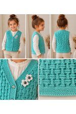 KIZ BEBEK&ÇOCUK TRİKO YELEK ÇİÇEK DETAYLI KABARTMA MODEL 1-4 yaş - Görsel 2