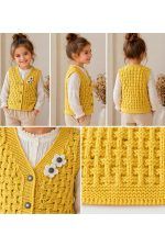 KIZ BEBEK&ÇOCUK TRİKO YELEK ÇİÇEK DETAYLI KABARTMA MODEL 1-4 yaş - Görsel 6