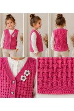 KIZ BEBEK&ÇOCUK TRİKO YELEK ÇİÇEK DETAYLI KABARTMA MODEL 1-4 yaş - Görsel 8
